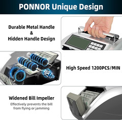 Money Counter Machine with Value Bill Count, Dollar, Euro with UV/MG/IR/DD/DBL/