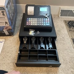 Nadex CR360 Thermal-Print Electronic Cash Register, 12 Compartments, Black