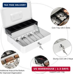 Sumerfnt Cash Box with Lock and Money Tray Money Box for Cash, Metal Lock Box fo