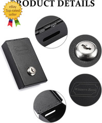 Metal Box for Gambler, Casino Cash Box with Money Slot and 2 Keys, Portable Winn