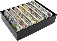 8 Compartment Money Organizer, Black Acrylic Cash Tray Holder for Bills