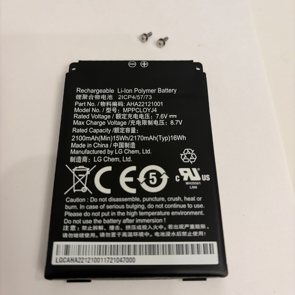 Clover flex C401U Battery Part No. AHA22121001 7.6V Model No. MPPCLOYJ4 2100mAh