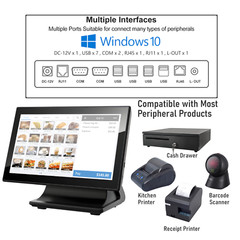 15.6″ POS System, Cash Register Machine with Touch Screen & Win10pro