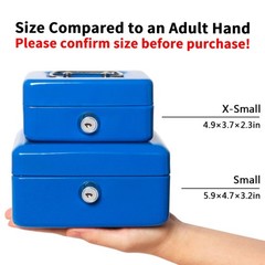 Mini Metal Cash Box With Lock Slot Coin Piggy Bank 4.9×3.7×2.3 Inch Blue