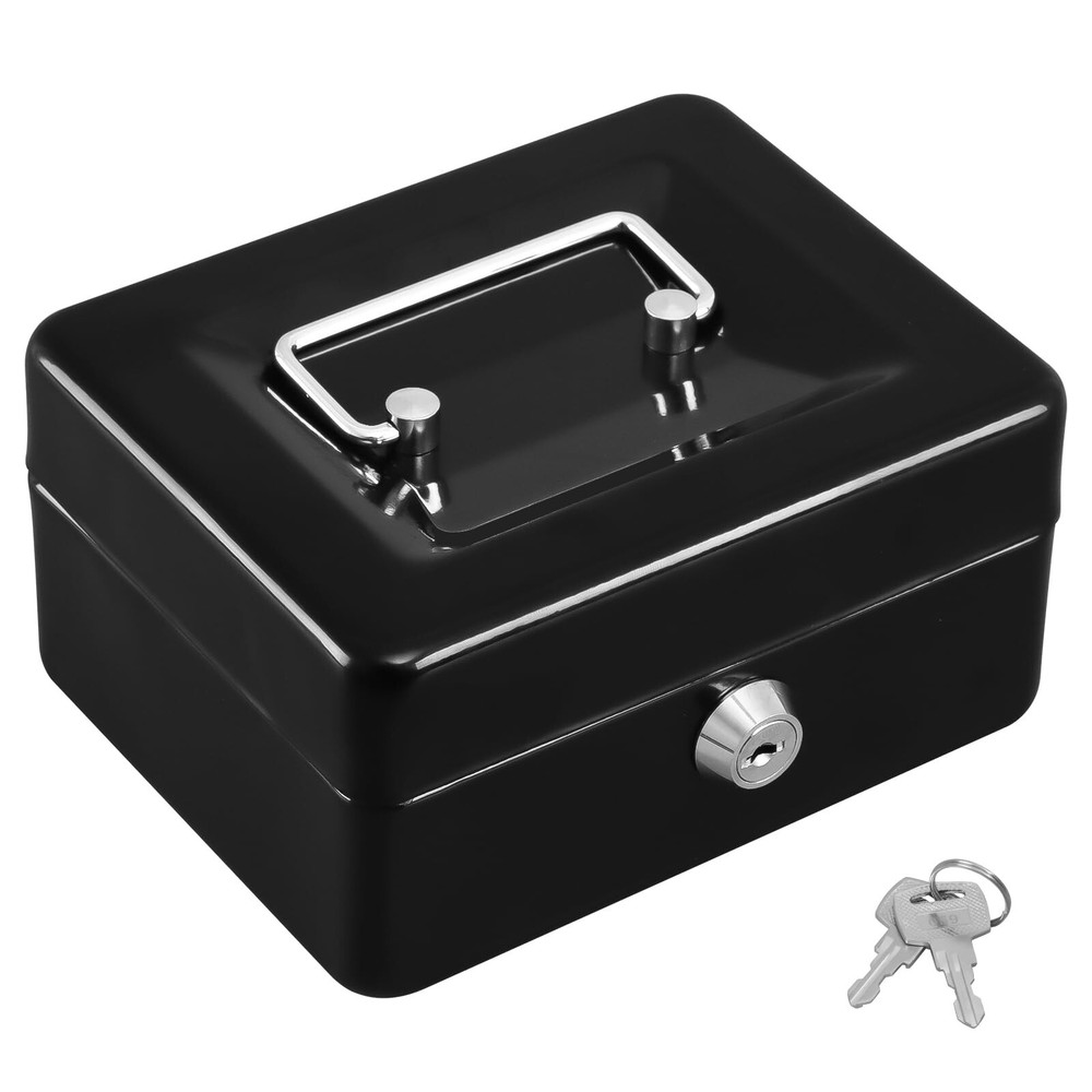 KYODOLED Cash Box with Key,Small Safe Lock Box with Portable Handle,Cash Draw…