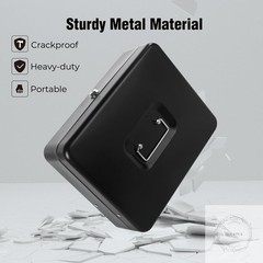Cash Box with Money Tray and Key Lock, Saving Lock Box with Money Tray Storage