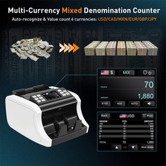NUCOUN Mixed Denomination Money Counter Machine, Commercial Grade Bill Value …