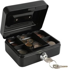 Locking Cash Box Key Lock Removable Coin Tray 4.92″ x 3.74″ x 2.36″