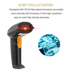 Wired Barcode Scanner USB Handheld Reader for PC, Laser UPC EAN Label Gun, Black