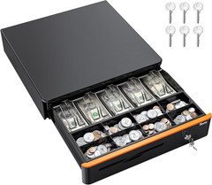 16 inch Auto Open Cash Drawer with Heavy Duty Insert Tray 5 Bill 8 Coin for POS