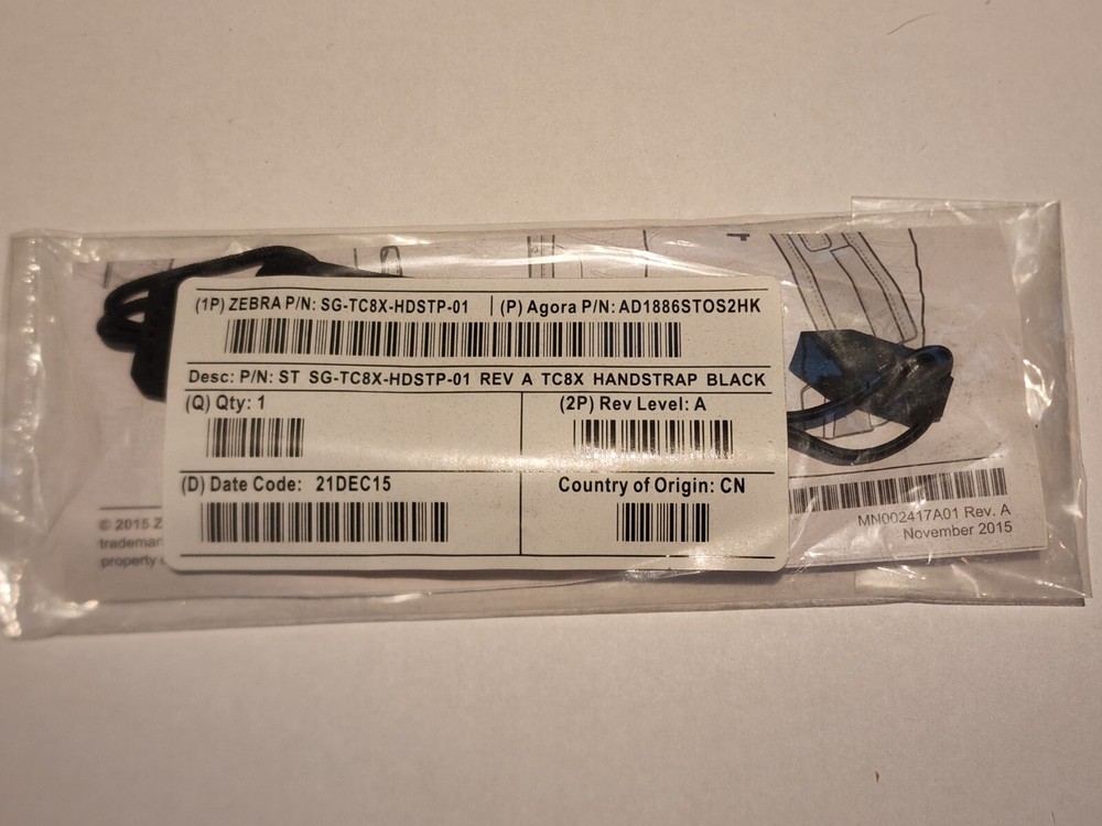 Zebra SG-TC8X-HDSTP-01 Hand Straps Black TC8X NEW!!! with Free Shipping Lot Of 8