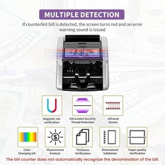 High-Speed Money Counter Machine with UV/MG/IR Counterfeit Detection – Silver
