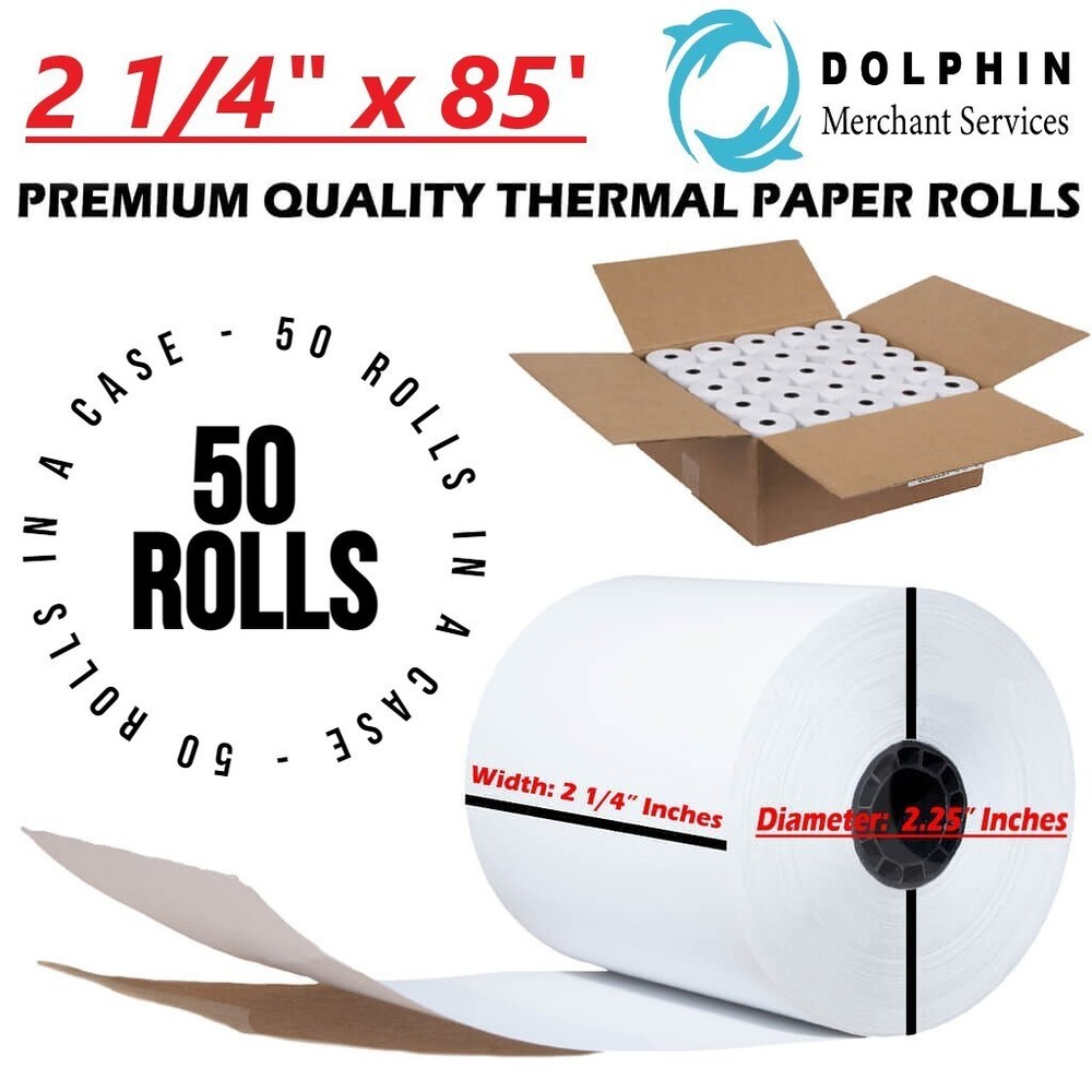 2 1/4″ x 85ft Premium Quality Thermal Paper for POS – 50 Rolls in a case