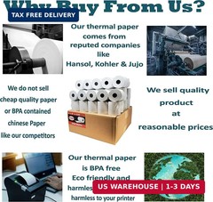 (10 Rolls) 3 1/8 x 230 Thermal Paper Receipt Rolls (55 GSM – 80mm x 70m) Fits Al