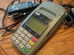First Data FD50 Credit Card Terminal with Power Cords and Remote Pin Pad