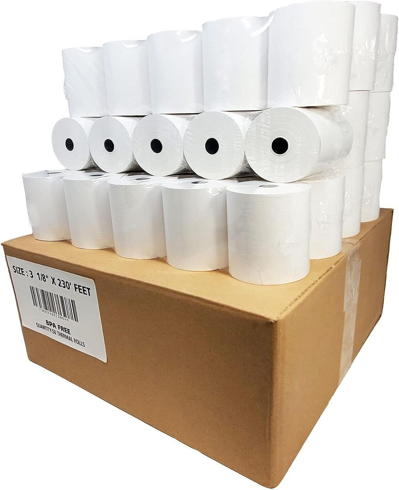 55GSM Shrink Wrap 3 1/8 x230 Feet Clover Station Thermal Paper Rolls 50 ROLLS