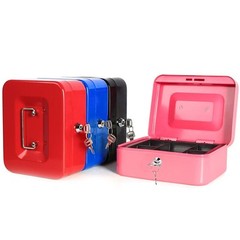 Small Cash Box With Key Lock – Durable Metal Cash Box With Money Tray Pin