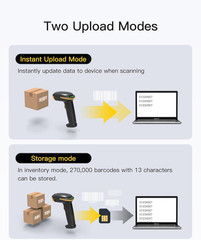 Wireless Barcode Scanner, Bluetooth Bar Code Scanner, 1D USB Barcode Reader Hand