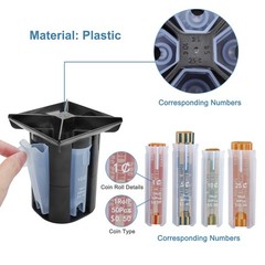 5-In-1 Coin Counter Sorter Tube for Pennies, Nickels, Dimes, Quarters, Dollars
