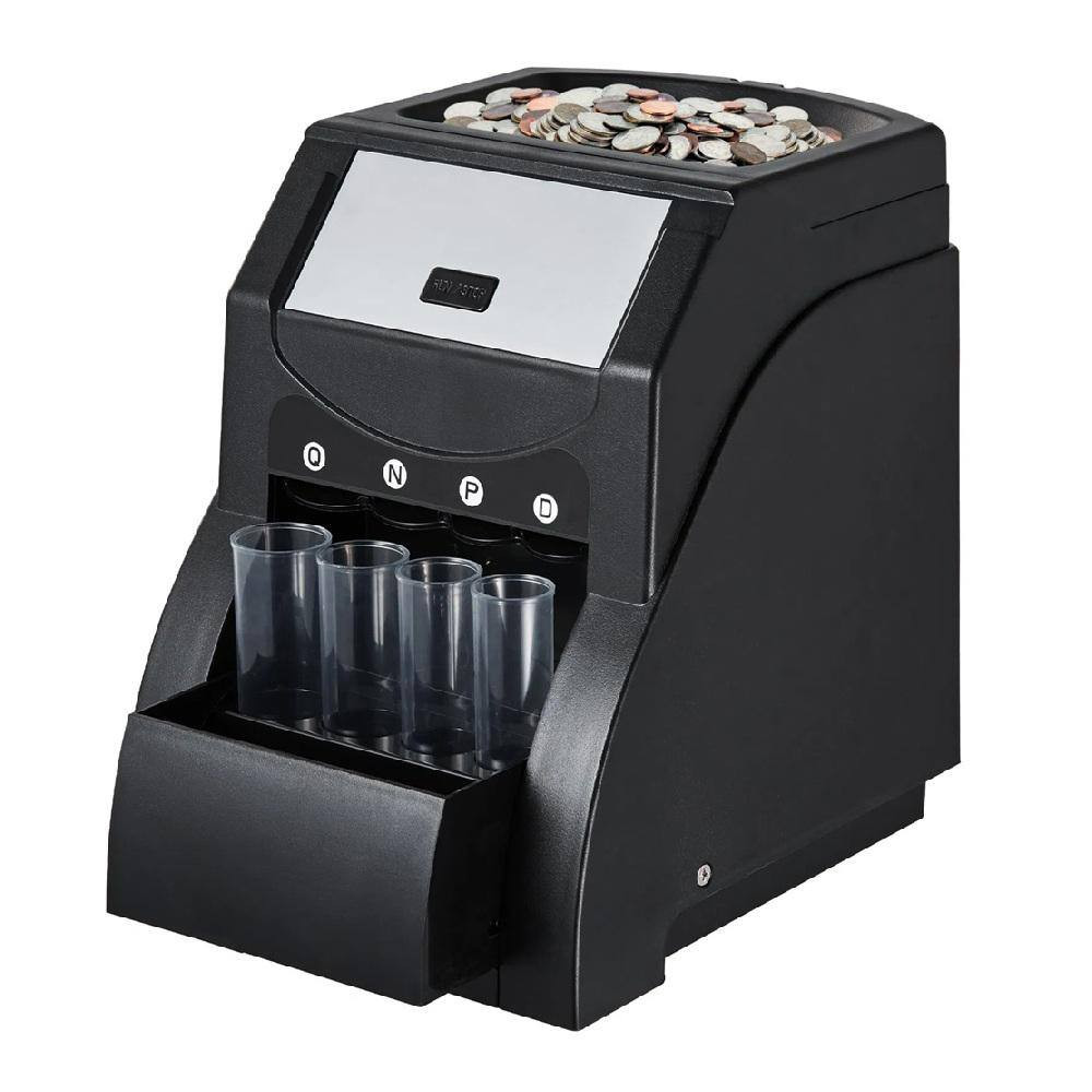 USD Coin Sorter Machine with 200 Coin Capacity and 4 Coin Tubes for Pennies, Nic