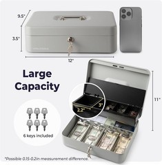 Durable Alloy Steel Cash Box with Key Lock – Perfect for Small Business Use