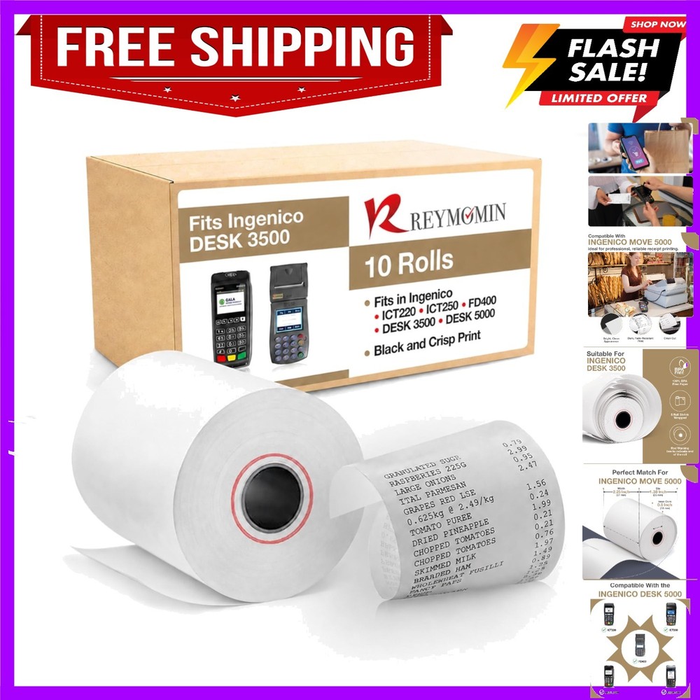 Thermal Paper Rolls for Ingenico Desk 3500, Desk 5000, Move 5000, , , DX8000 …