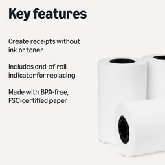 Thermal Paper Receipt Rolls for POS, 2 1/4″ X 50′, Bpa-Free, FSC