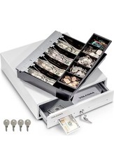 Square Cash Drawer 13″ Cash Register POS System 3 Unlocking Ways RJ11 (White)
