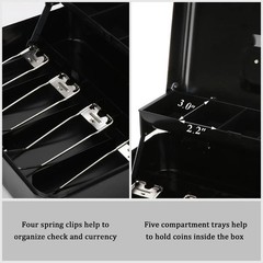 Large Cash Box with Money Tray and Lock – Safe Box for Cash Saving Key Lock M…
