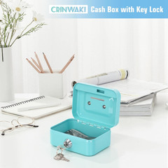 Cash Box with Lock Small Lock Box with Money Slot Mini Portable Safe Coin Box 4.