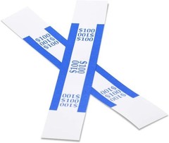 Blue $100 Currency Straps – 100 Self-Adhesive Money Wrappers for Quick Sorting