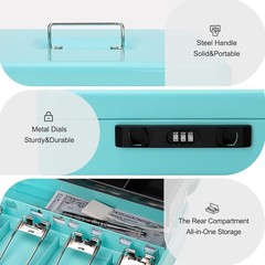 Portable Cash Box with Combination Lock – Light Blue