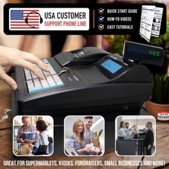 Nadex CR600 Cash Register, 9500 PLU Lookups 60 Dept 50 Clerks, 5 Bill 8 Coin