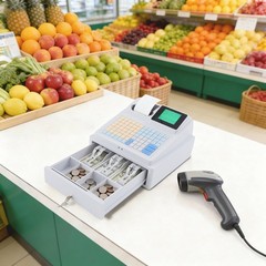 LCD Display Cash Register Corded Electric Cashier Cash Register w/Cash Drawer
