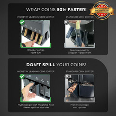 C300 Professional USD Coin Counter, Sorter and Wrapper/Roller, 300 Coins/Min, wi