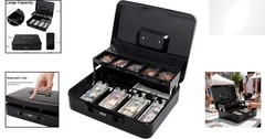 Compact Cash Box with Secure Sliding Lid and Anti-Theft Lock – 392 Cubic Inches