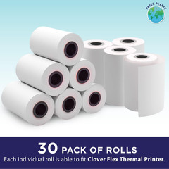 Thermal Receipt Paper for Clover Flex | 30 Rolls | Compatible with Clover POS Mo