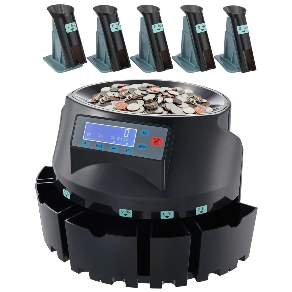 VEVOR USD Coin Counter & Coin Sorters with LCD Display, up to 300 Coins/min