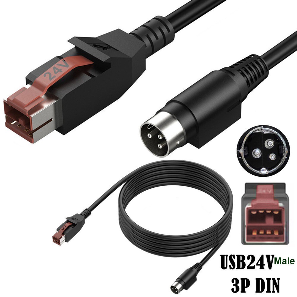 For IBM Epson POS System Scanner Power Cord Cable POWERED USB to POWER DIN 3 PIN