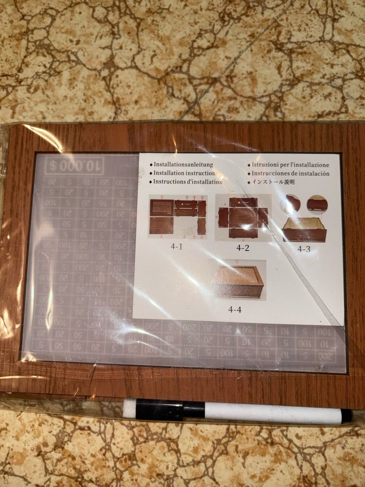 $10000 Cash Vault Wooden Savings Box,Wooden Savings Box with Money Target