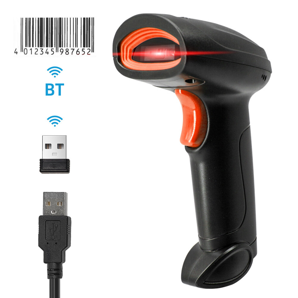 Wireless 1D Barcode Scanner 2.4G + BT + USB Wired Compatible with Android F8M4