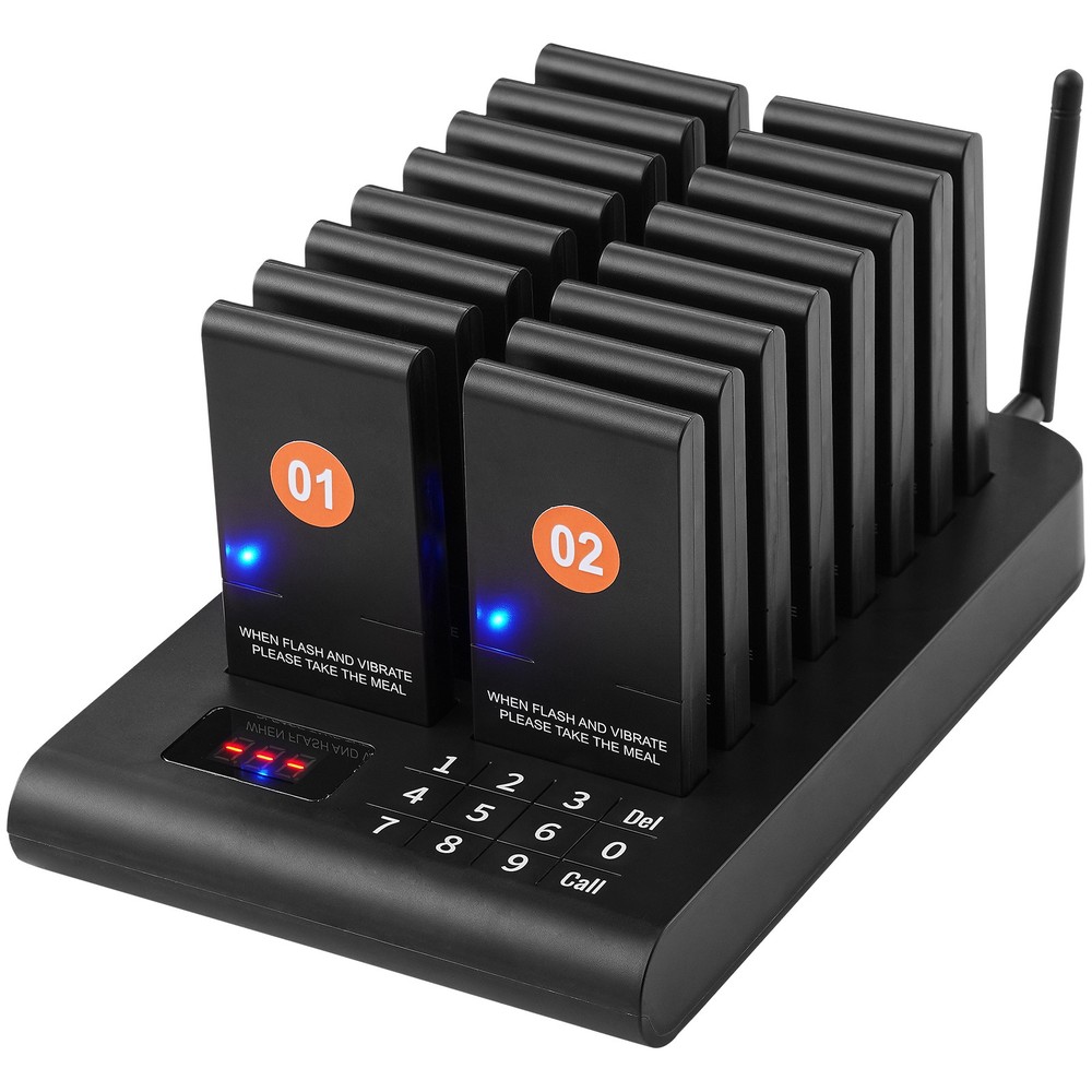VEVOR Restaurant Wireless Pager System 16 Call Coasters Guest Queuing Calling