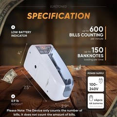 Small Money Counter with UV Verification – Counts 600 Notes/Minute Accurately