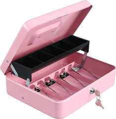 Cash Box with Money Tray and Key Lock,Tiered, Cantilever Design,4 Bill / 5 Coin