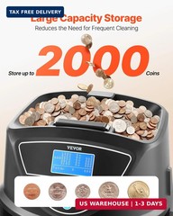 VEVOR Upgraded Coin Counter & Sorter, Coin Sorter and Wrapper Machine with Intui