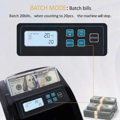 High-Speed Bill Counter Machine with LCD Display, UV/MG/IR Detection, Batch Mode