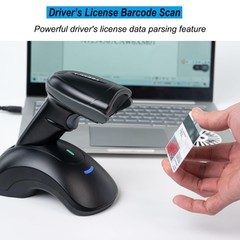 Bluetooth 1D 2D QR Barcode Scanner w/ USB Cradle Wireless BT 5.0 for iOS/Android