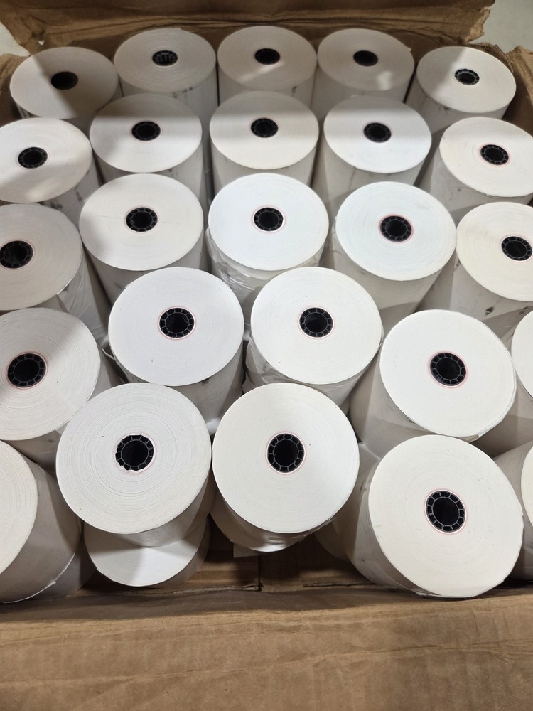 Lot of 50 Thermal Transfer Paper Rolls White lor 9078-0566 – 80mm x 273′