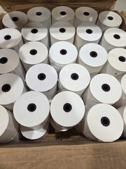 Lot of 50 Thermal Transfer Paper Rolls White lor 9078-0566 – 80mm x 273′
