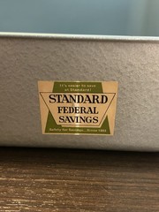 Vintage Standard Federal Savings Silver Metal Cash/Utility Box Free Shipping